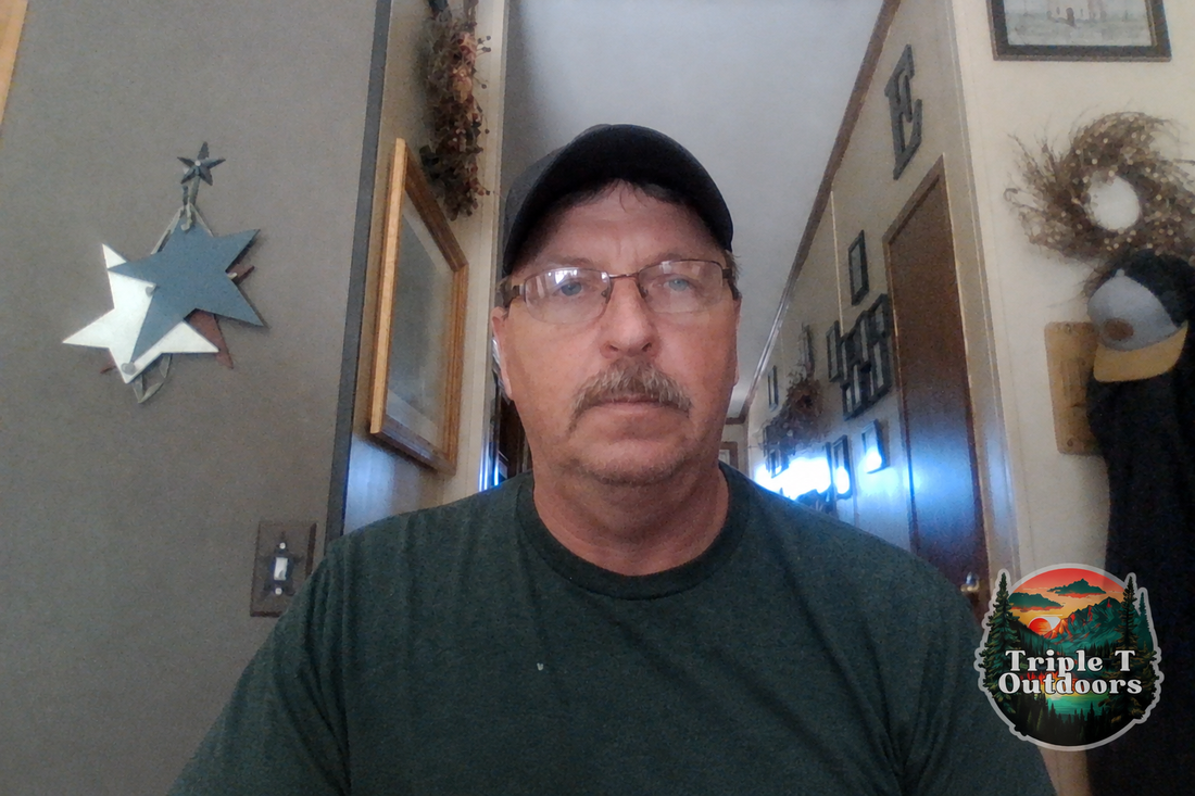 Lawrence Ellison, founder of Triple T Outdoors, with the Triple T Outdoors logo