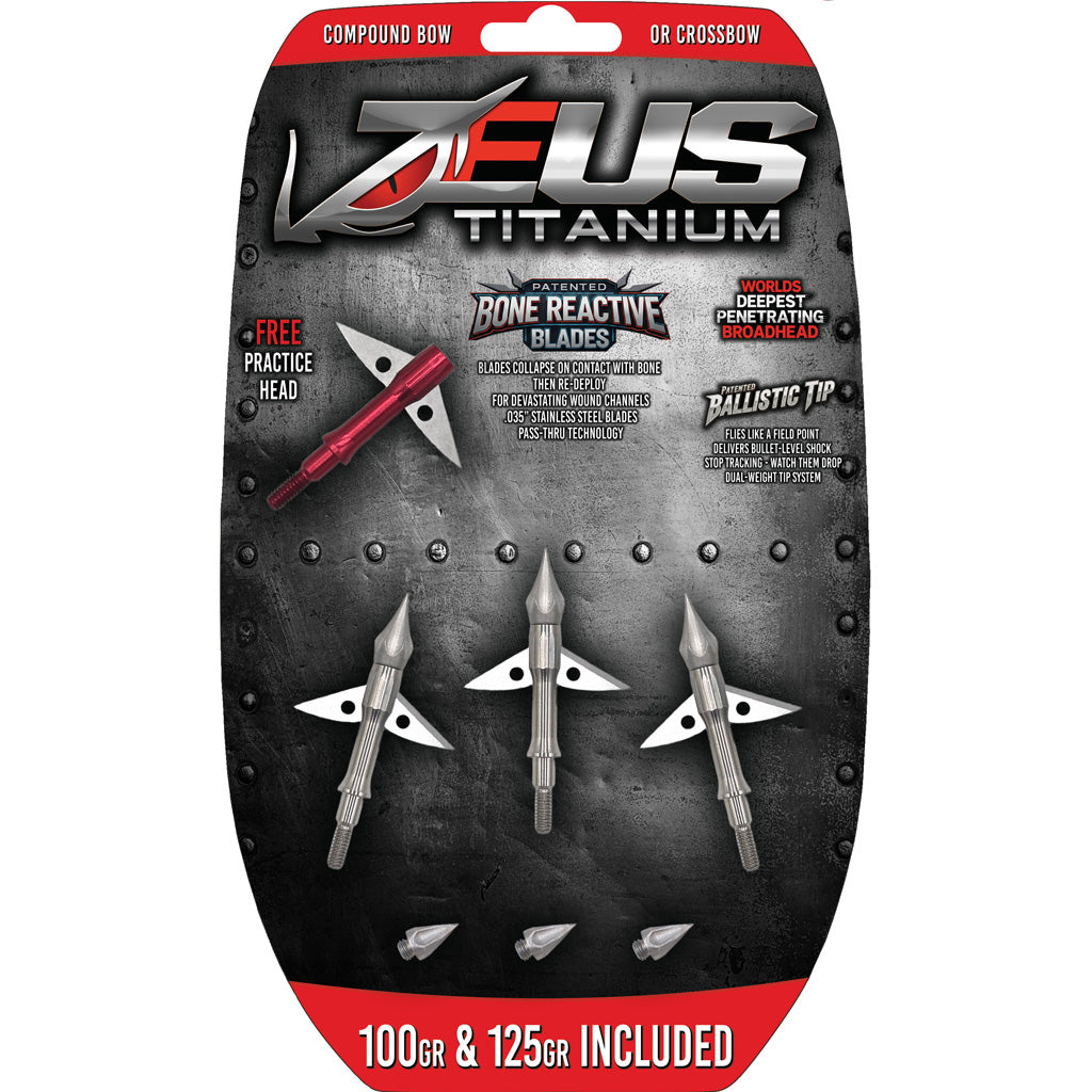 Zeus Titanium Broadhead 100 and 125 gr. Tips Included